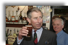 Prince Charles enjoying a Pint